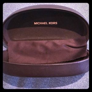 Michael Kors Brown Leather Sunglasses Clamshell!